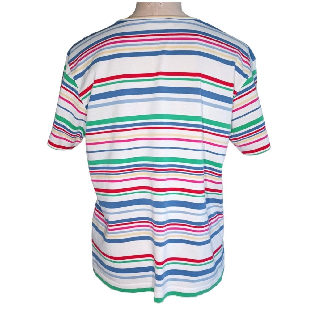 Vintage 90s Talbots Rainbow Striped Womens XL T-Shirt Top Classic Preppy - Picture 5 of 10